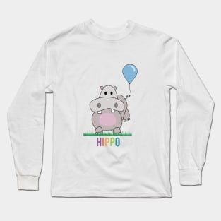 Hippo - Kawaii design Long Sleeve T-Shirt